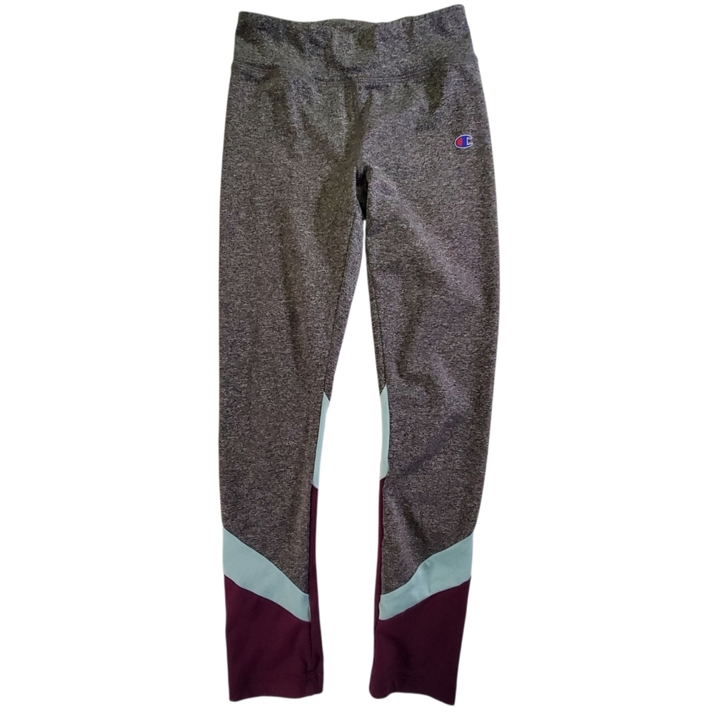 K1233 * Champion Girls Leggings Heather Gray Purple Mint Size 5/6